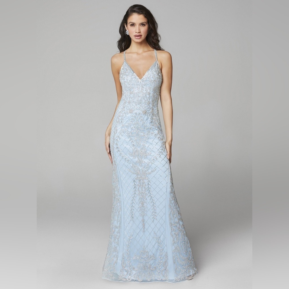 Primavera Couture 3428 Beaded prom dress Evening Gown Powder Blue sz 6